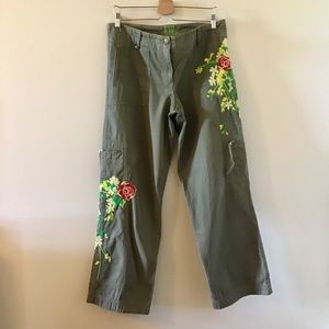 JW LosAngelesJohny Was Embroidery Royal Rose Pants